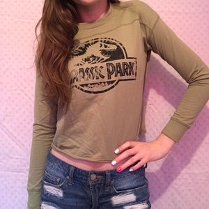 jurassic park cropped long sleeve shirt